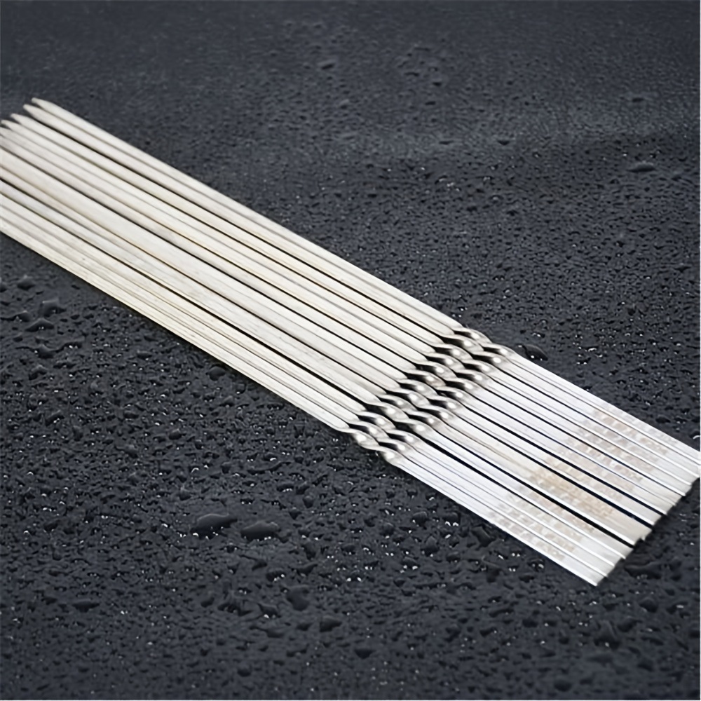 dropship 20pcs Grilling Flat Metal BBQ Skewers Stainless Steel Kabob BBQ Skewer 35CM/13.77inch