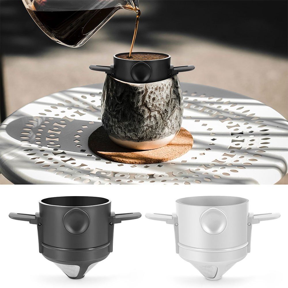 dropship 1 Pc Portable Foldable Coffee Filter Stainless Steel Easy Clean Reusable Coffee Funnel Paperless Pour Over Holder Coffee Dripper