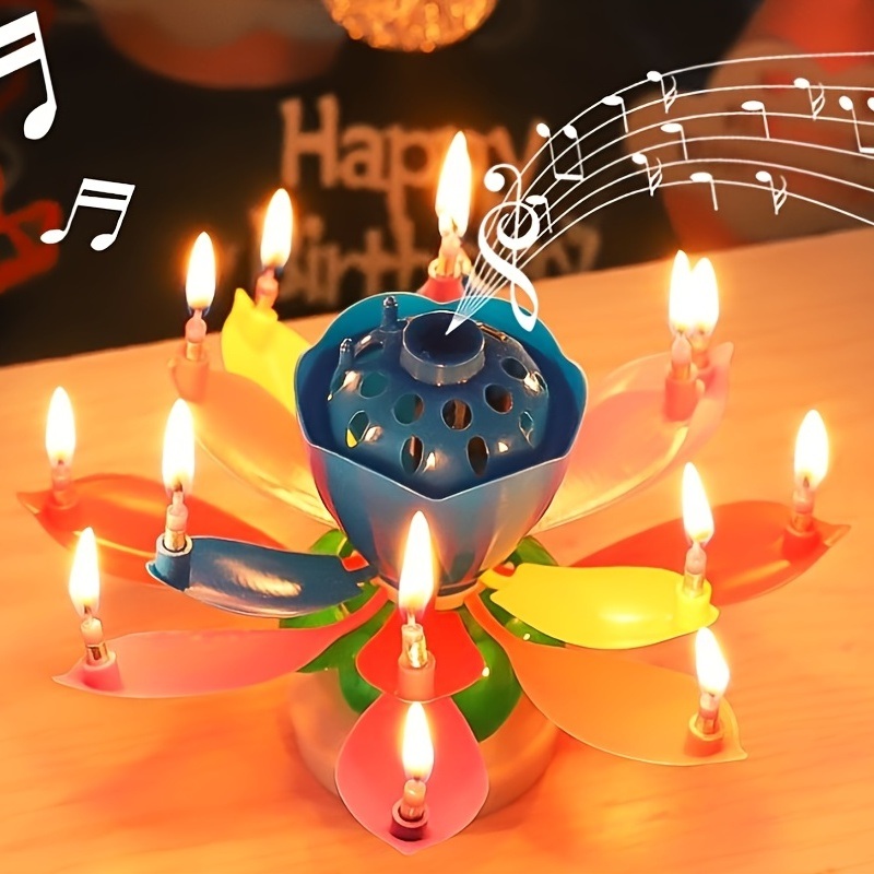 dropship 1pc Lotus Music Birthday Candle; Children's Creative Rotating Flowering Singing Lotus Lantern Cake Decoration