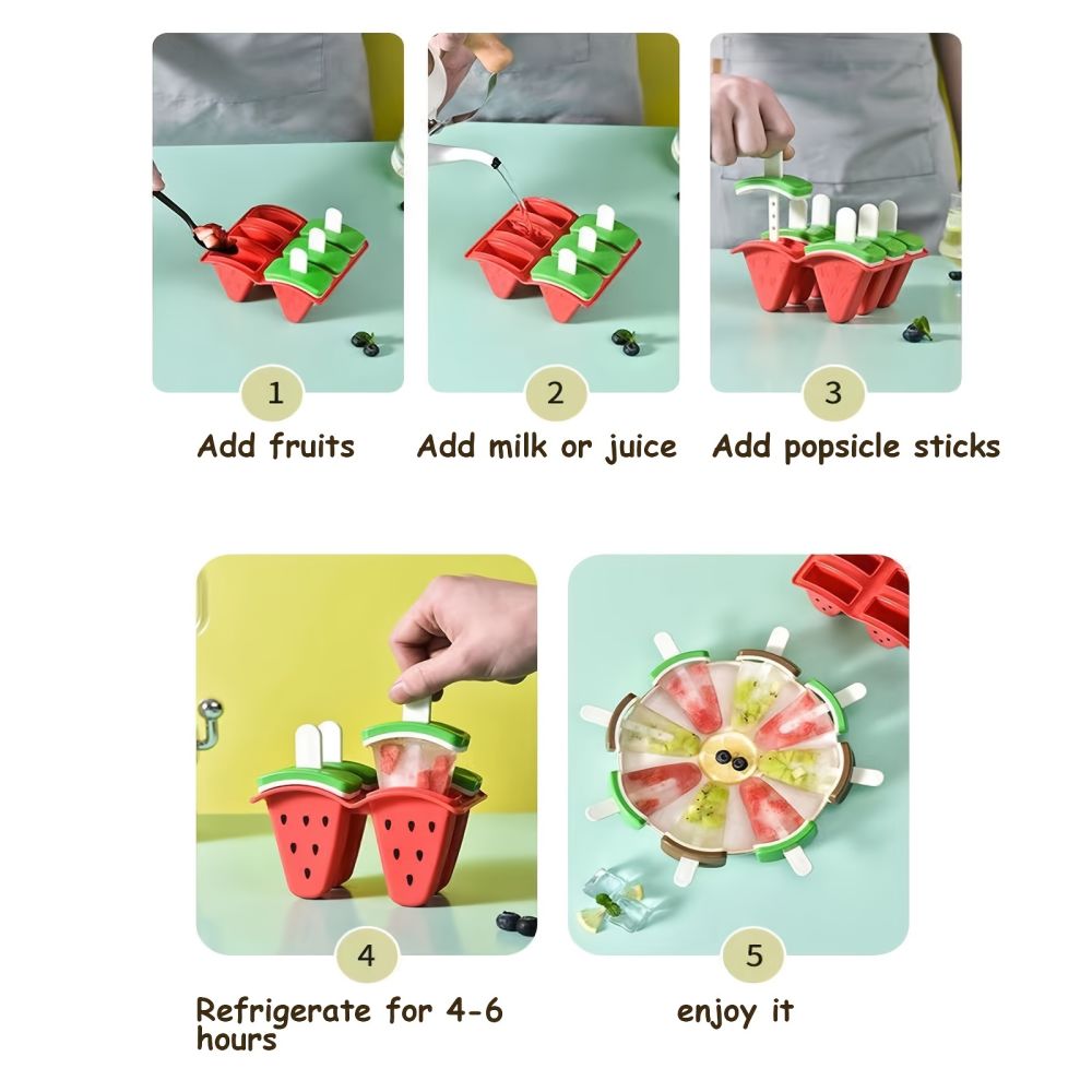 dropship 1pc Homemade Fruit Popsicles Molds; Ice Pop Molds; Easy Release Ice Cream Popsicle Molds; Reusable Popsicle Molds; BPA Free