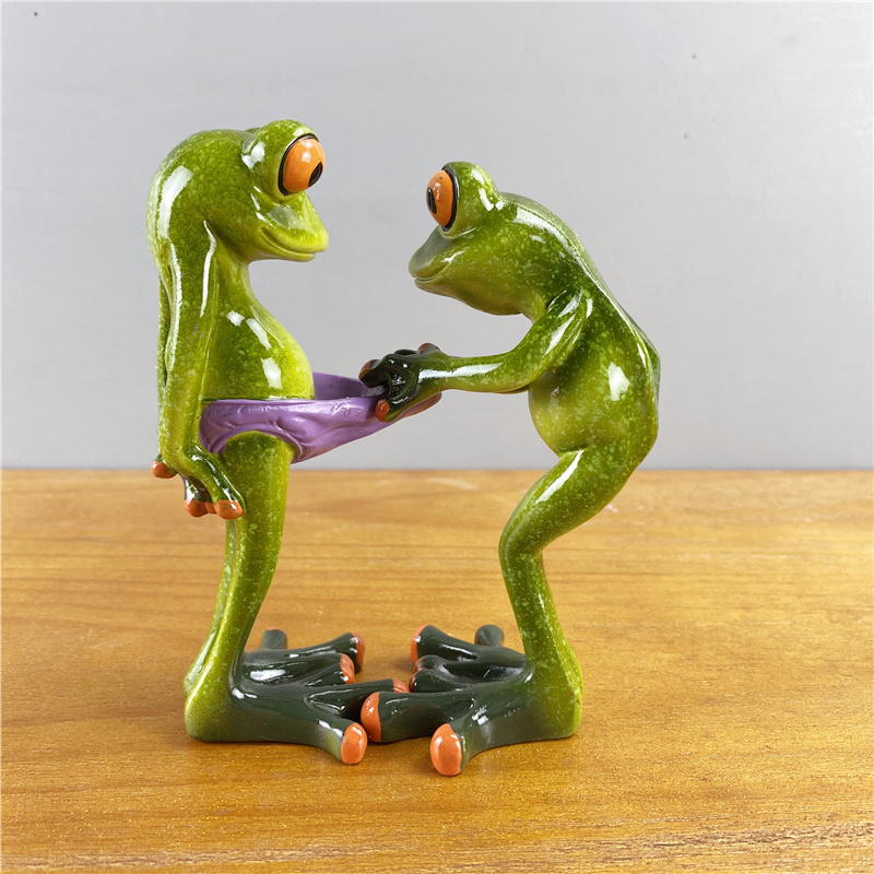 dropship NORTHEUINS Resin Leggy Couple Frog Figurine Modern Creative Wedding Animal Statue for Interior Home Desktop Decor Accessories