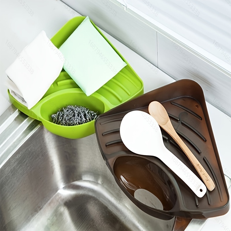dropship 1pc Portable Kitchen Sink Corner Storage Rack Sponge Holder Wall Mounted Tool