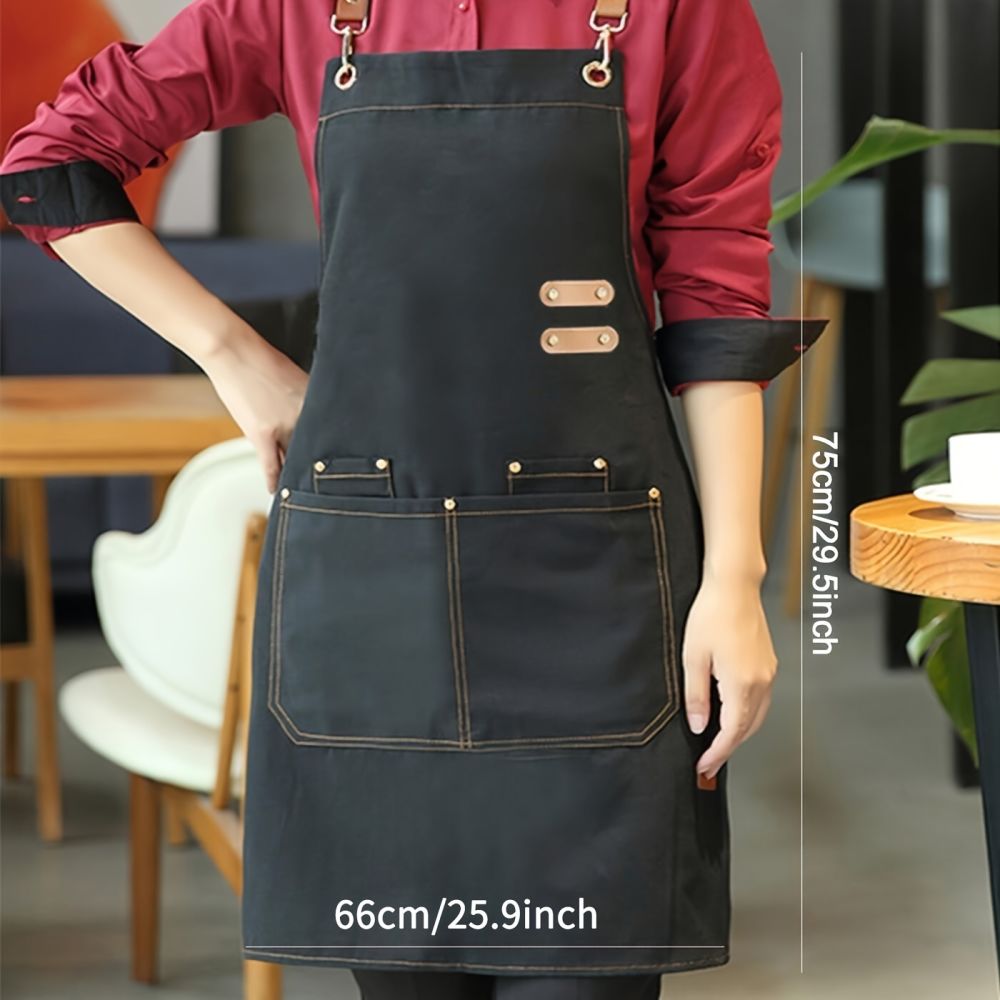 dropship 1pc Apron; Waterproof And Oil-proof Apron With Pockets; Universal Apron For Women And Men; For Coffee Bar; Restaurant; Multipurpose Aprons 29.5in*27.5in