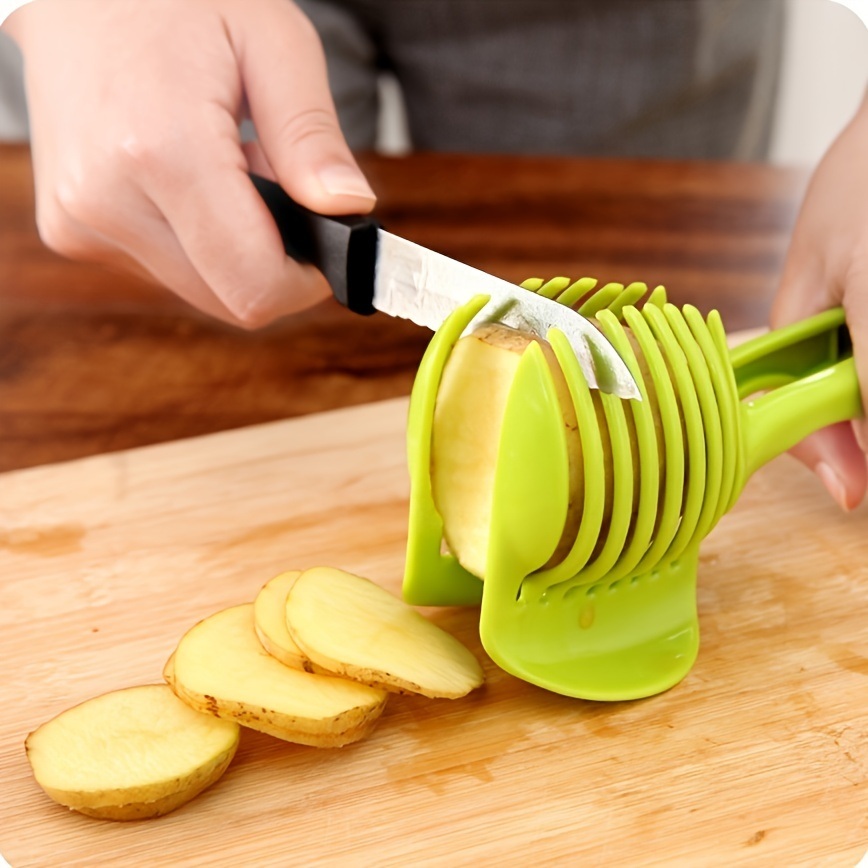 dropship 1pc Tomato Potato Slicer; Lemon Slicer; Multifunctional Fruit Vegetable Cutter Clip; Kitchen Tool; Kitchen Gadgets