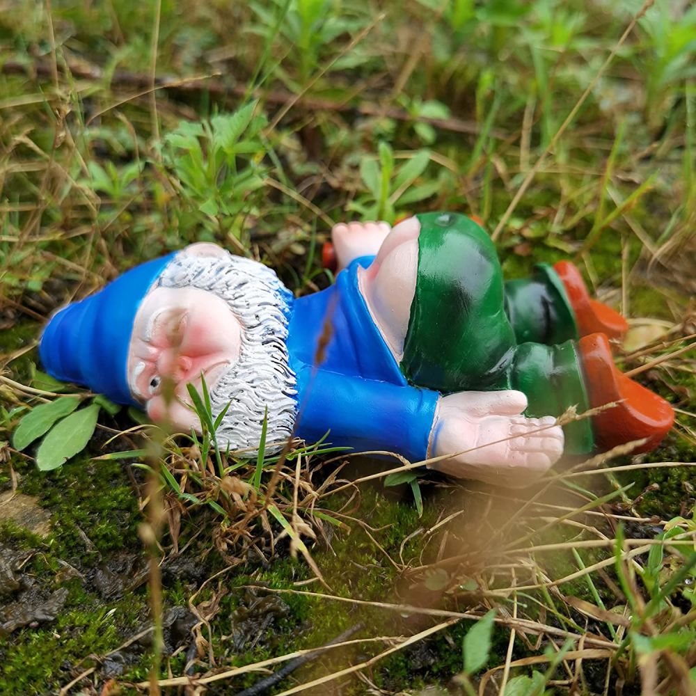 dropship 1pc Drunken Garden Gnome Statue; 5.91inch Resin Garden Gnome Crafts; Garden Decoration; Creative Garden Statue Decor; Weatherproof Funny Garden Gnome Ornament For Outdoor Indoor