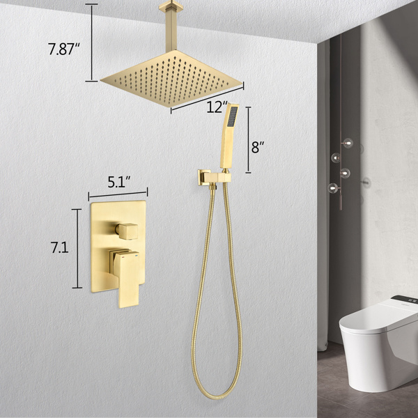 dropship Ceiling Mounted Shower System Combo Set with Handheld and 12"Shower head
