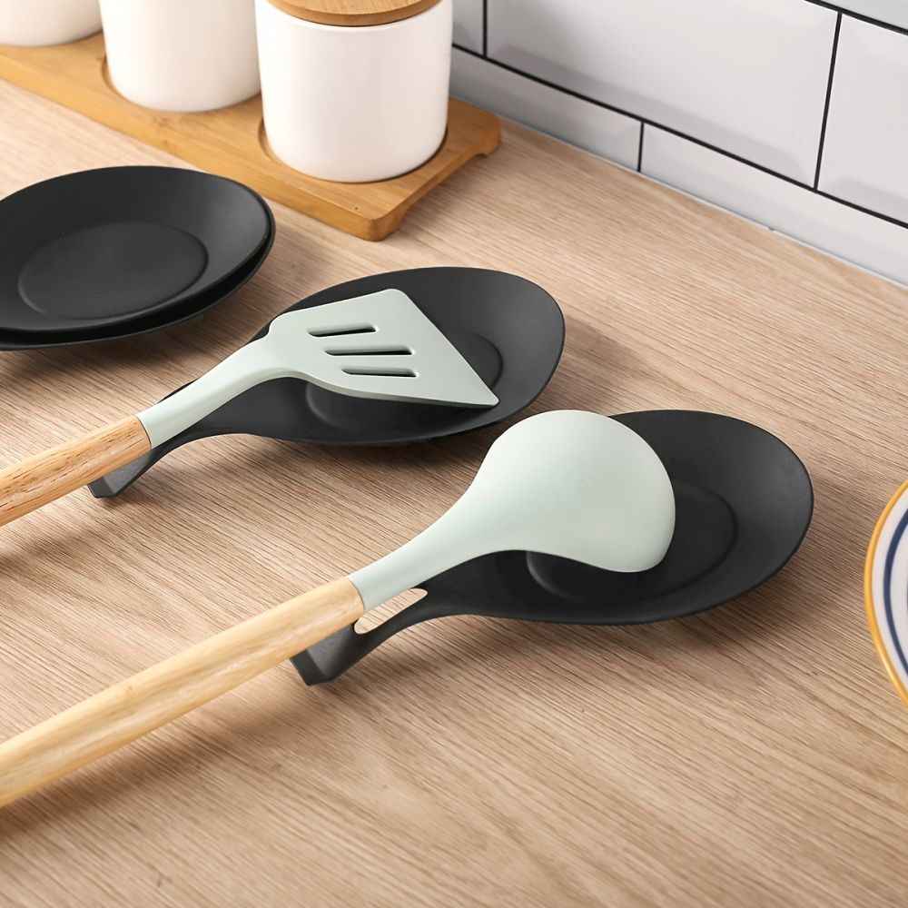 dropship 1/2pcs Silicone Utensil Rest With Drip Pad For Multiple Utensils; Heat-Resistant; Spoon Rest & Spoon Holder For Stove Top; Kitchen Utensil Holder For Ladles; Tongs & More