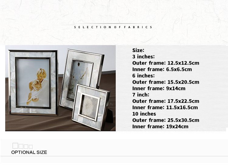 dropship High Quality Home Decoration Metal Shell Photo Frame 3-10 Inch Back Polished Alloy Flocking Wedding Photo Bedside Table Ornament