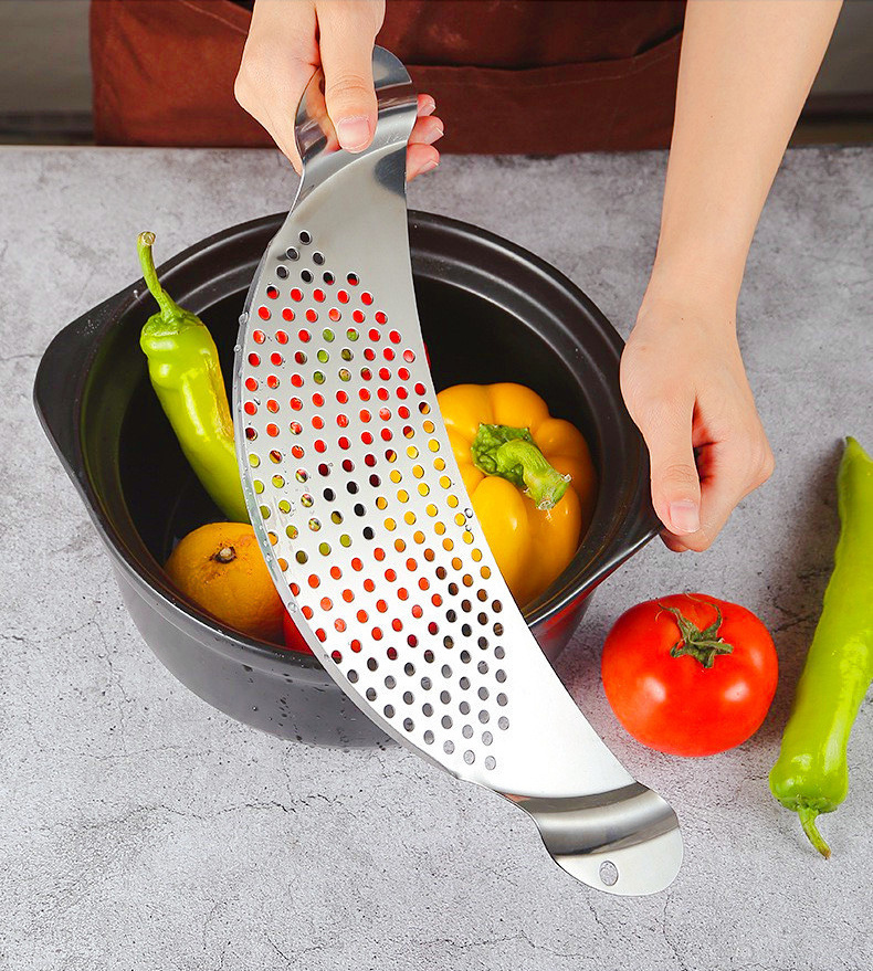 dropship 1pc Strainer Drain Leakproof Washing Rice Baffle Sieve Vegetable Fruit