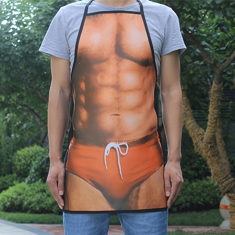 dropship 1pc Personality Funny Apron; Novelty And Creative Muscle Men Apron; 23.7"x18.7"