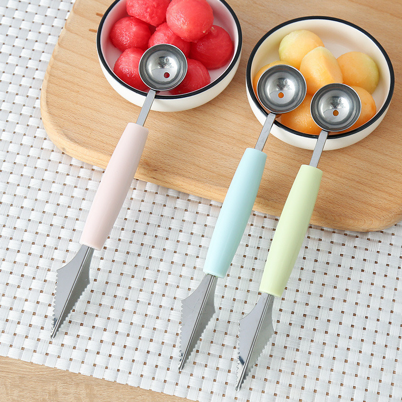 dropship Steel Fruit Digger Cutting Watermelon Artifact Fruit Ball Digging Ball Ice Cream Round Spoon Fruit Cutting Carving Knife