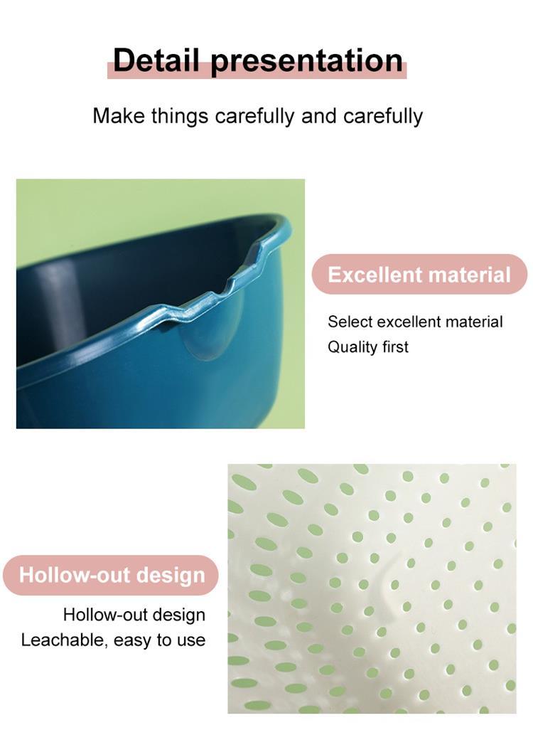 dropship Small Kitchen Double Drain Basket Bowl Washing Storage Basket Strainers Bowls Drainer Vegetable Cleaning Tool