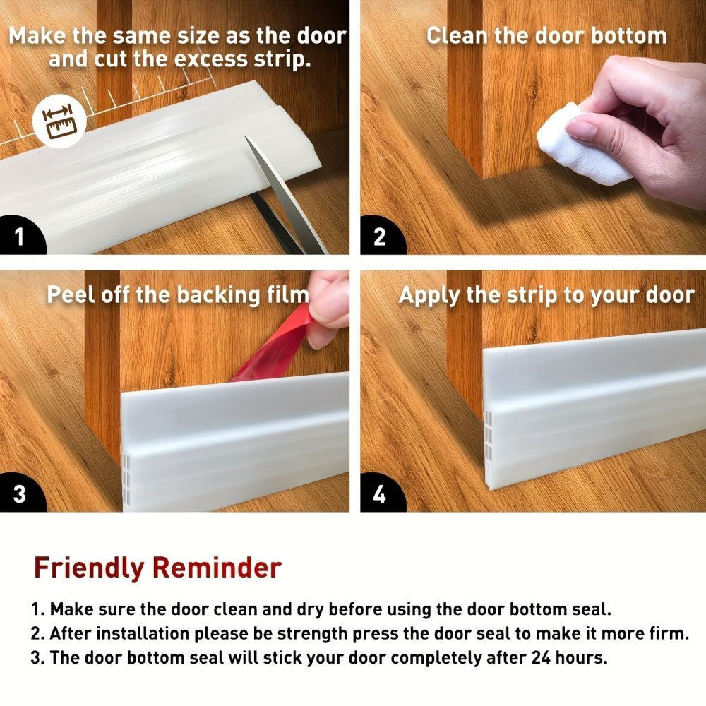 dropship 1pc Door Draft Stopper Door Sweep For Exterior & Interior Doors,Door Bottom Seal Dust And Noise Insulation Weather Stripping Draft Guard Insulator
