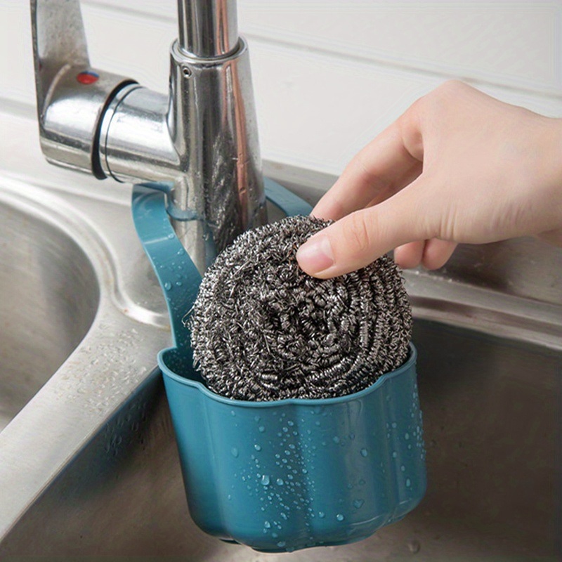 dropship 1pc Kitchen Sink Drain Rack; Soap Sponge Rack; Hanging Storage Basket; Bathroom Adjustable Faucet Rack Kitchen Accessories