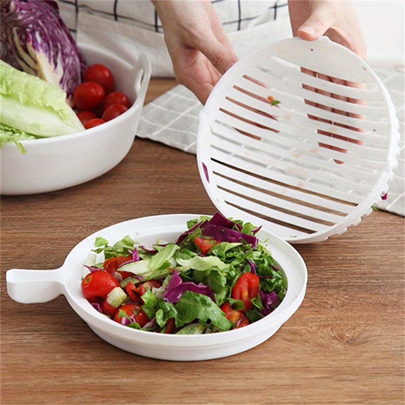 dropship 1pc Vegetable Cutting Aid Fruit Vegetable Salad Cutting Bowl Kitchen Plastic Divider Salad Cutting Mold; Kitchen Accessories