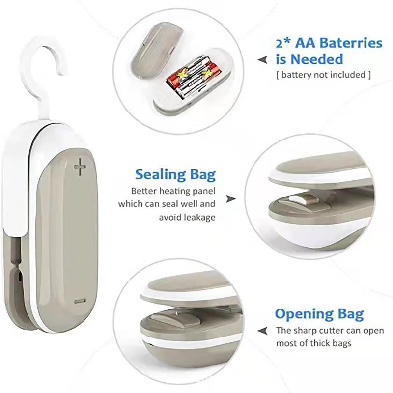 dropship 1pc; Mini Portable Sealer; Home Sealer; Heat Sealer Hand Press Sealing Clip; Battery Not Included