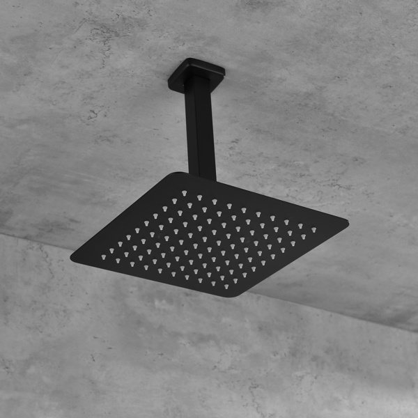 dropship Matte Black Shower Set System Bathroom Luxury Rain Mixer Shower Combo Set Ceiling Mounted Rainfall Shower Head Faucet