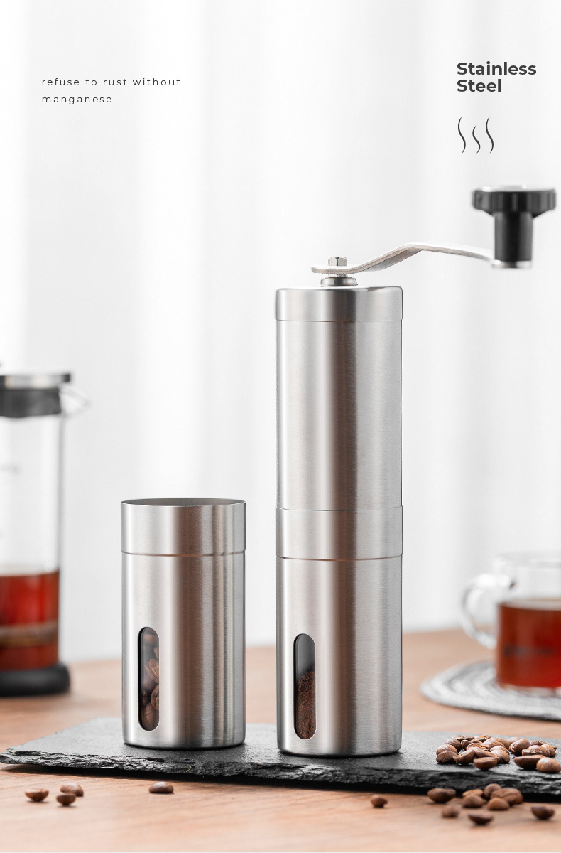 dropship GIANXI Manual Coffee Grinder for French Embossing Machine Hand-held Mini Brushed Stainless Steel Portable Conical