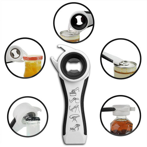 dropship 5 in 1 Multi function Stainless Steel plastic Can jar bottle open can Opener Ring Bottle Opener