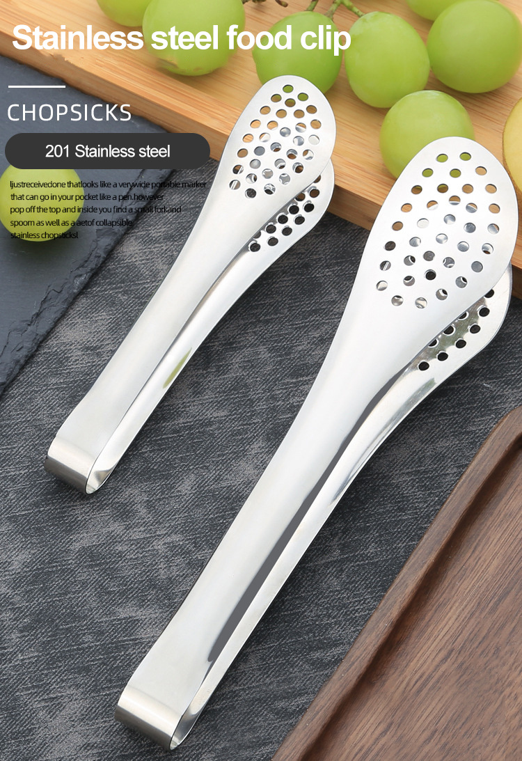 dropship 1PCS Kitchen utensils BBQ Food Clip kitchen Chief Tongs Stainless Steel Portable for Picnic Barbecue Cooking Articles