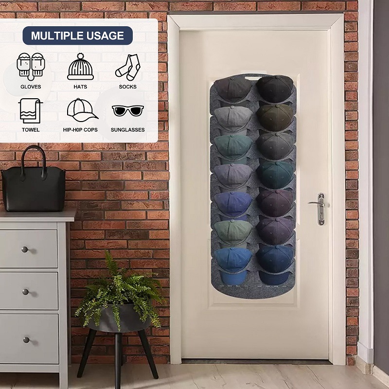 dropship Hanging Hat Organizers For Baseball Cap Felt Storage Holders For Bedroom Closet Space Saving Wall Door Felt Storage Rack