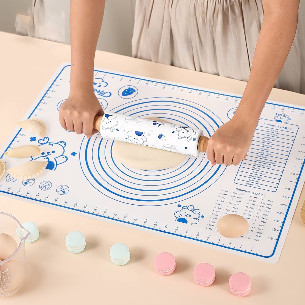dropship 1pc Bear Cartoon Kneading Pad Rolling Pin; Baking Set