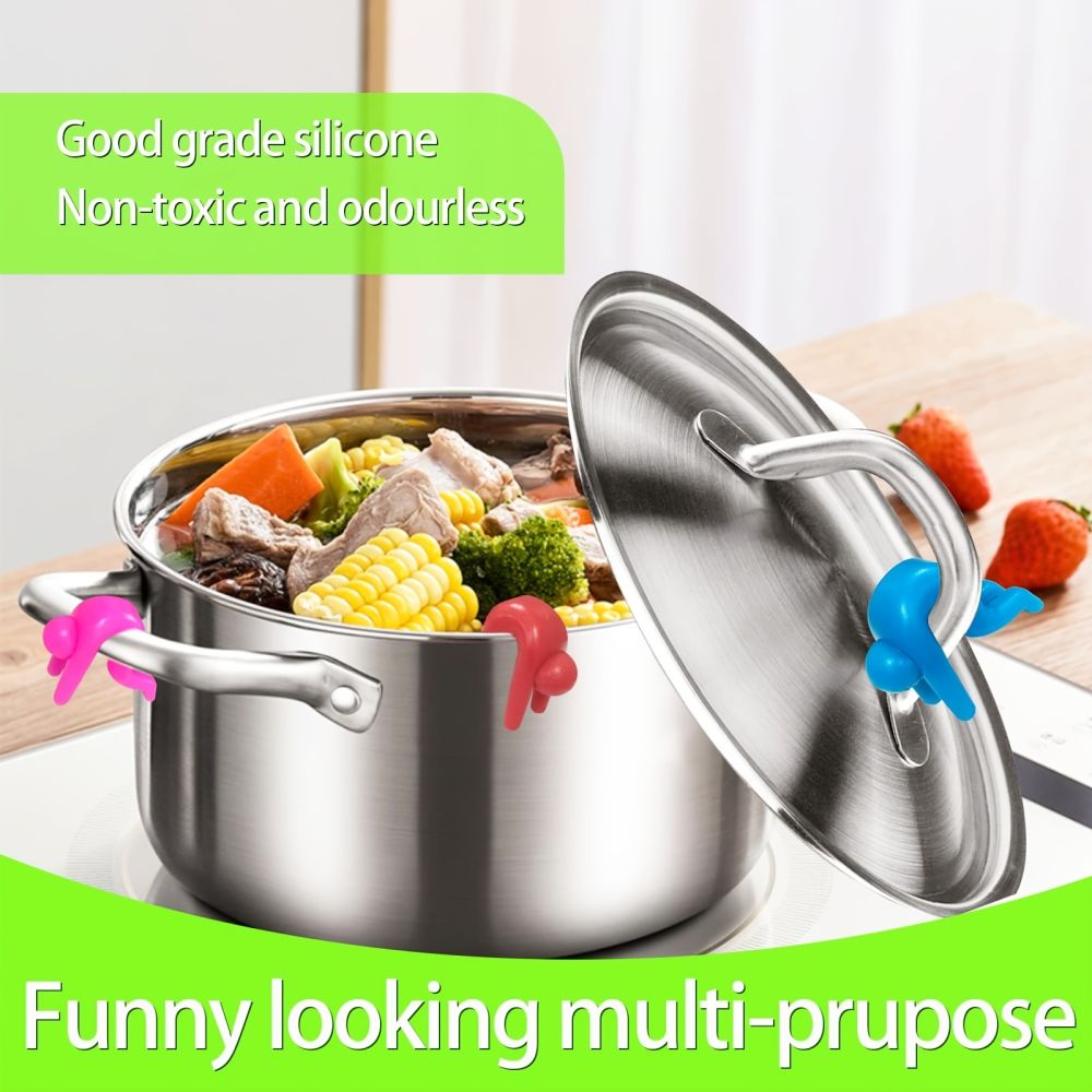 dropship 2pcs Pot Lid Lifter; Pot Lid Holder That Keeps Pot From Boiling Over; Kitchen Tools Lid Stand Heat Resistant Holder Keep The Lid Open; Great Cooking Helpers And Decoration