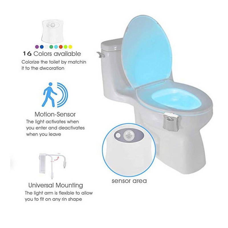 dropship 1pc 16 Colors Toilet Light, Human Motion Sensor Night Light, Bathroom Accessories