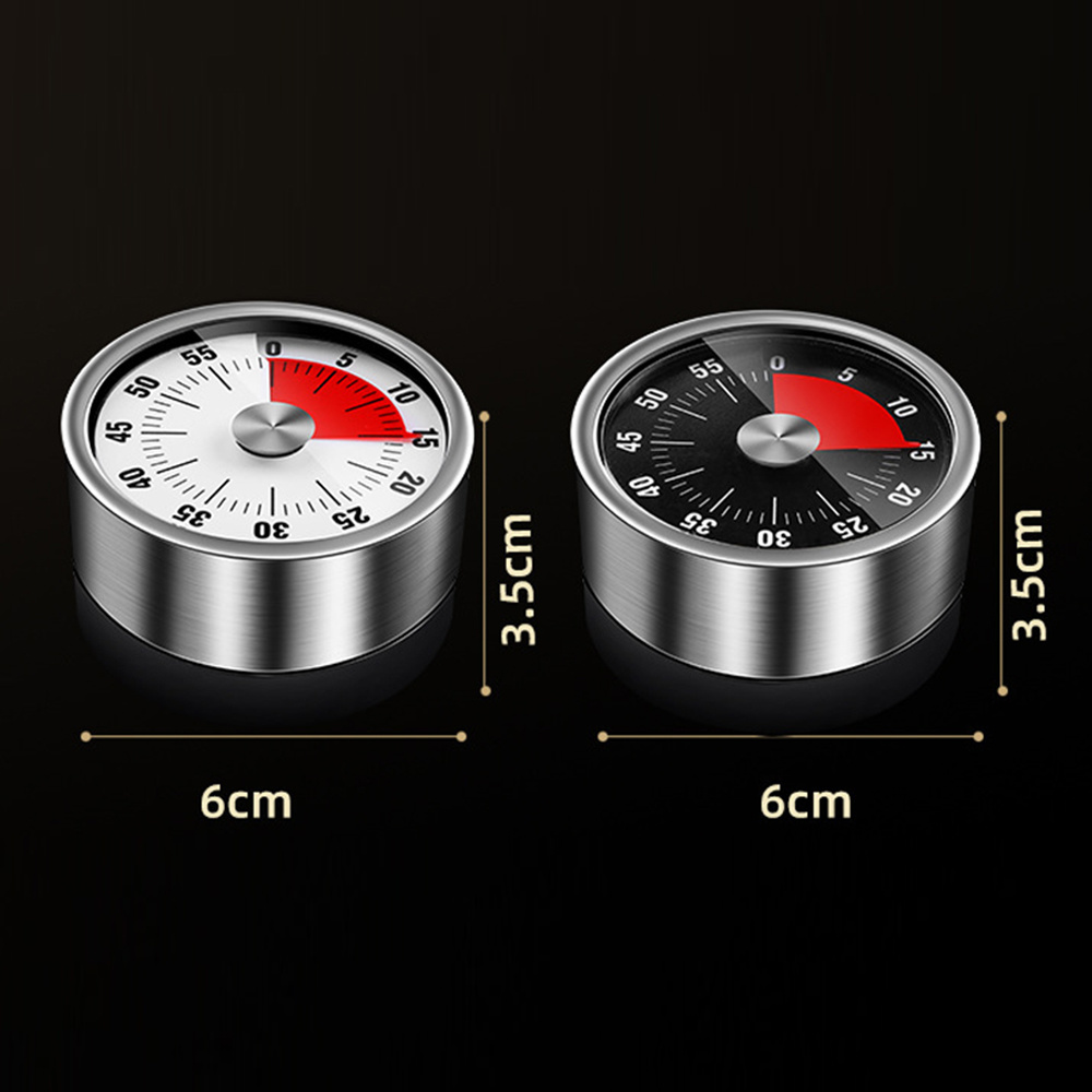 dropship Stainless Steel Visual Timer Mechanical Kitchen Timer 60-Minutes Alarm Cooking Timer With Loud Alarm Magnetic Clock Timer