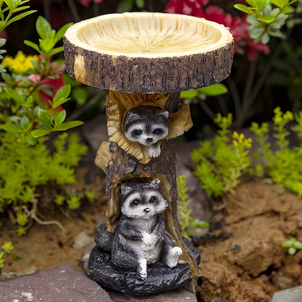 dropship 1pc, 7.87inch Resin Bird Bath Bowl For Garden, Animals & Tree Shape Wild Bird Feeder Birdbath Bowl, Home Decor, Garden Decor