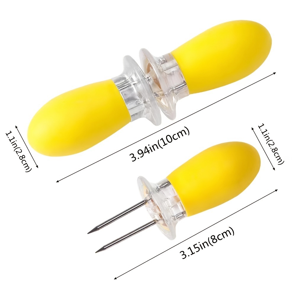 dropship 1 Pair Stainless Steel Corn Needle Barbecue Corn Cob Fork Kitchen Gadgets Barbecue Fruit Fork Corn Insert