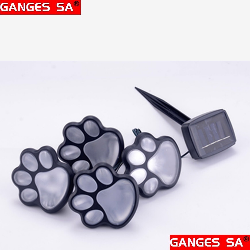 dropship 1pc GANGES SA Solar Garden String Lights; 4 Cat And Dog Footprint Lights; Solar Lawn Lights; Solar Landscape Fence String Lights; Outdoor Garden Decoration