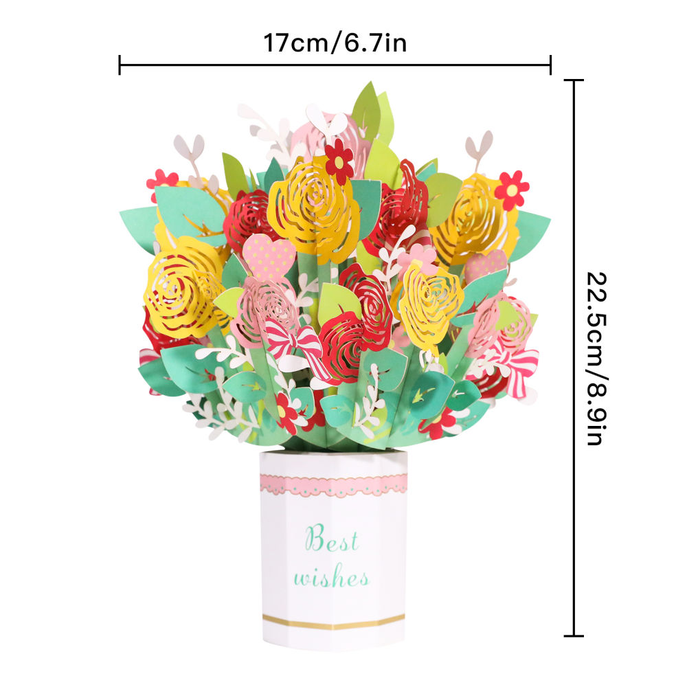 dropship 1pc New Mother's Day 3D Greeting Card; Hand-carved Hand-carved Bouquet Blessing Ornament Greeting Card For Mom; Message Blessing Card For Mother's Day And Valentine's Day