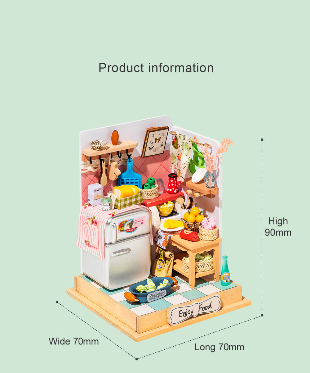 dropship Robotime DIY Taste Life Kitchen Doll House with Furniture Children Adult Miniature Dollhouse Bubble Bath Wooden Kits Toy Gift DS