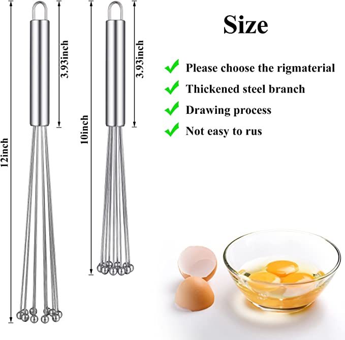 dropship 1pc Stainless Steel Egg Whisk Manual Whisk Whisk Set Kitchen Whisk For Cooking; Mixing; Beating; Stirring
