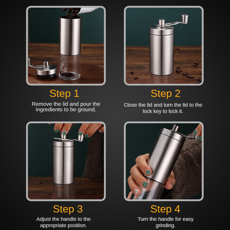 dropship Manual Coffee Grinder Stainless Steel Hand Adjustable Steel Core Burr For Kitchen Portable Coffee Mills Coffee Espresso Press