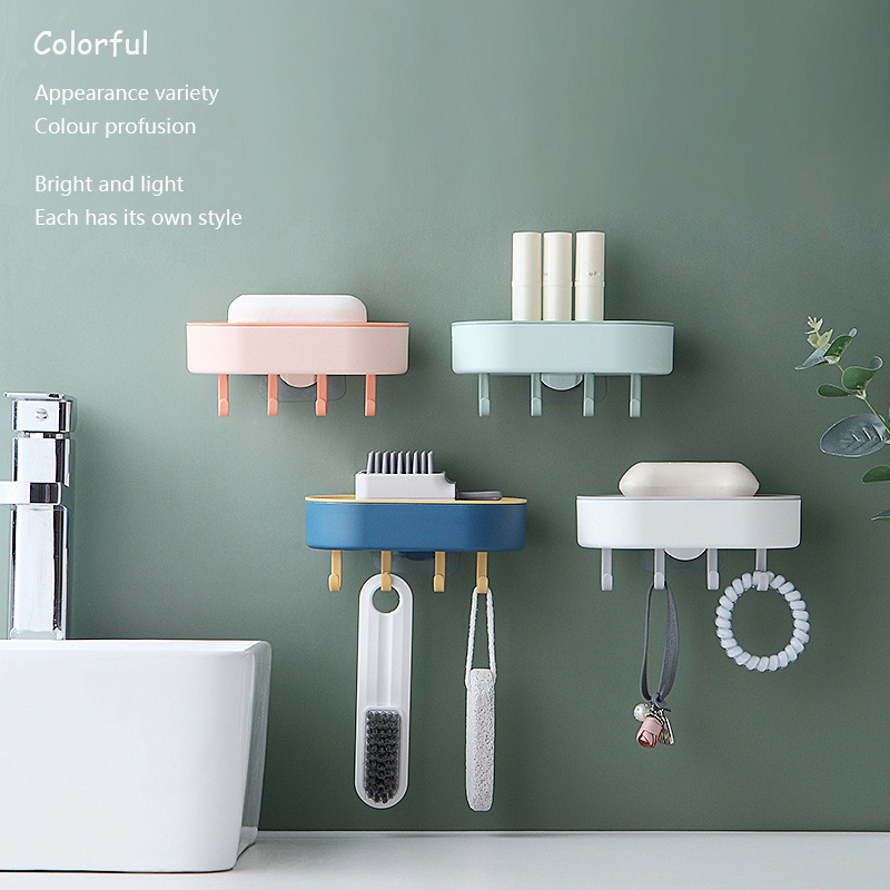 dropship Creative Draining Soap Box with Hook Household Double-Layer Punch-free Wall-Mounted Creative Soap Holder Bathroom Soap Holder