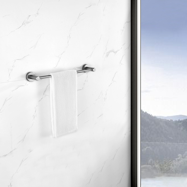 dropship 16-27 Inches Adjustable Expandable Towel Bar for Bathroom Kitchen Thicken Space Aluminum Wall Mount Gun Grey