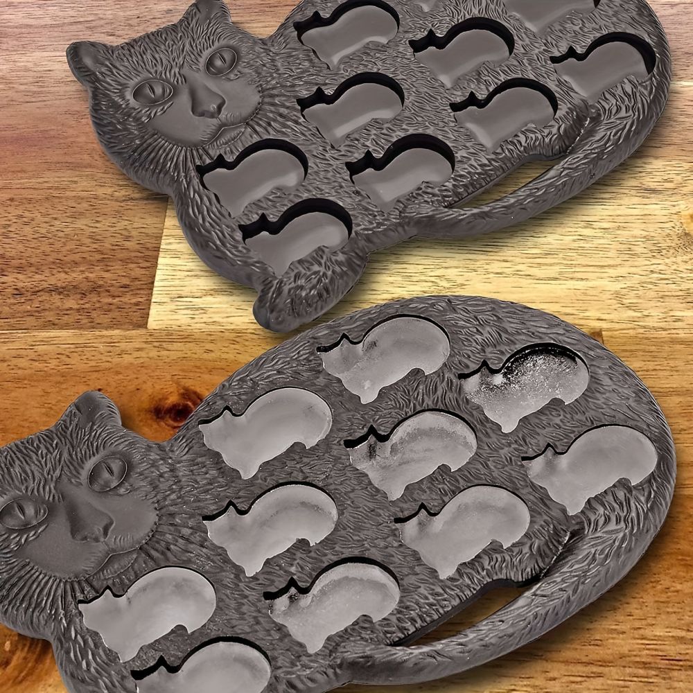dropship 1pc Cat Shaped Silicone Ice Cube Tray And Mold- 9 Cavities - Fun & Cute Animal Replica Mold