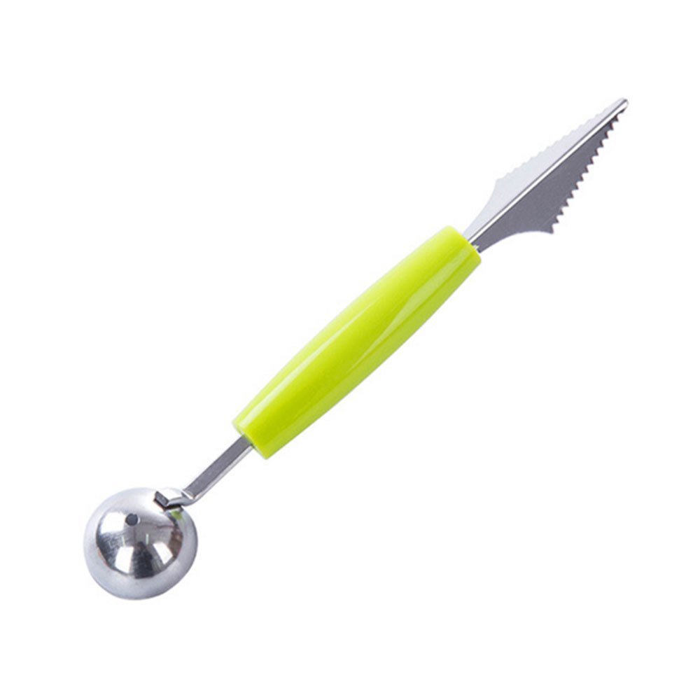 dropship Double Head Stainless Steel Fruit Digging Spoon; Corrugated Carving Knife Watermelon Fruit Platter Tool; Spoon Digger