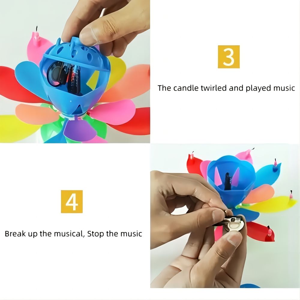 dropship 1pc Lotus Music Birthday Candle; Children's Creative Rotating Flowering Singing Lotus Lantern Cake Decoration