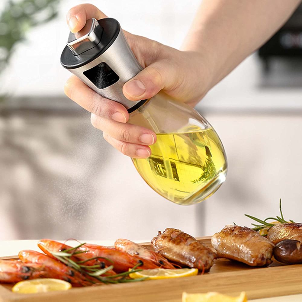 dropship Olive Oil Dispenser Bottle Oil Sprayer Dispenser Vinegar Sprayer Dressing Spray Portable; Grilling Olive Oil Glass Bottle 200ml; For Kitchen; Cooking; Salad; Bread Baking