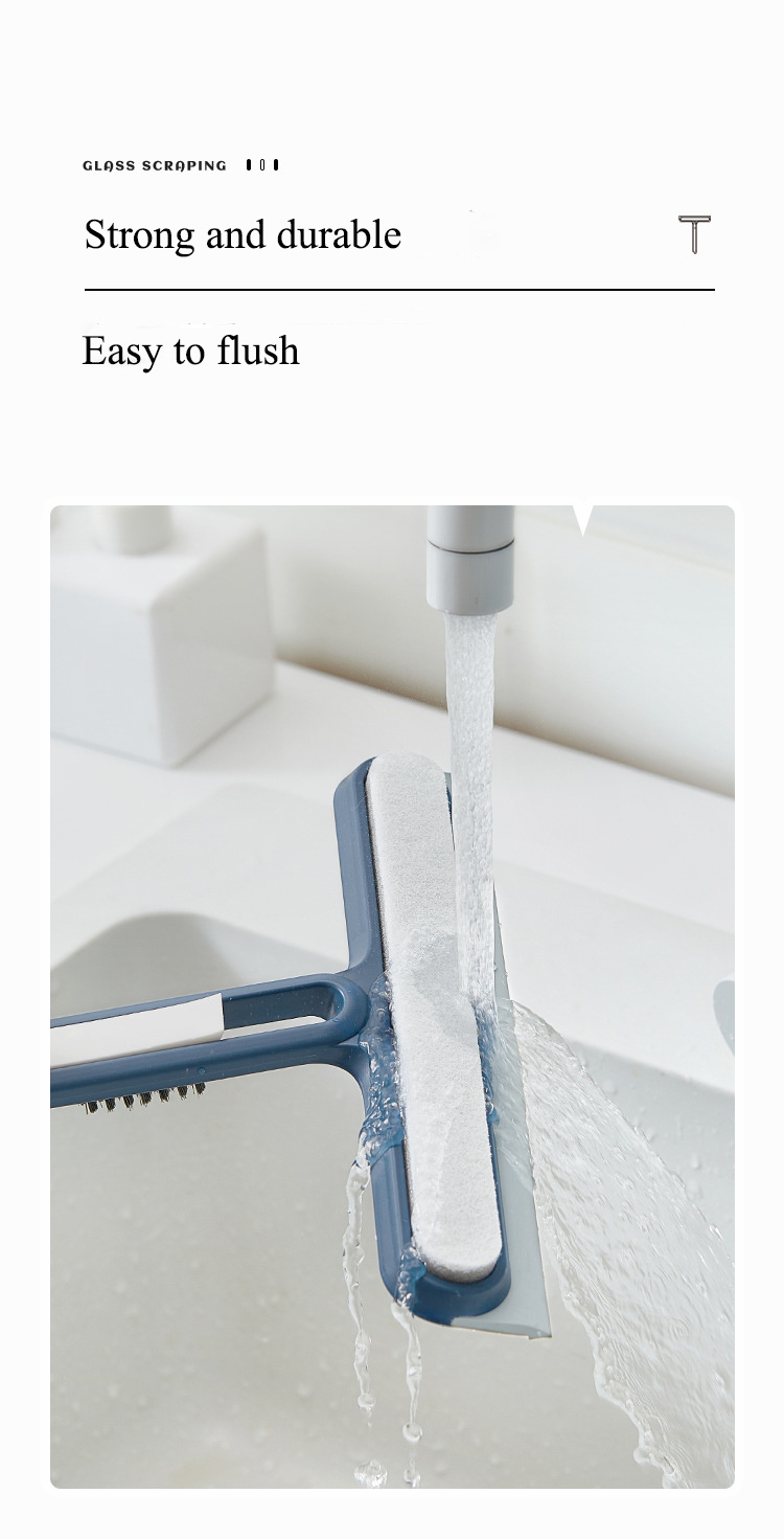 dropship 1pc/2pcs 3-in-1 Multi-Purpose Glass Cleaning Brush With Handle, Magic Window Cleaning Brush, Squeegee For Window, Glass, Shower Door, Car Windshield, Heavy Duty Window Scrubber, Blue, White