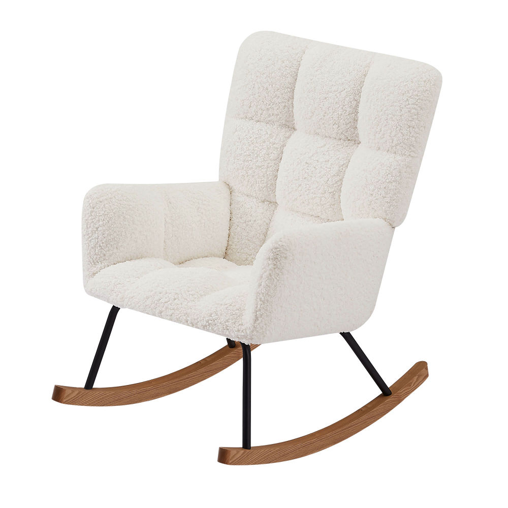 dropship Leisure Sofa Glider Chair, Comfy Upholstered Lounge Chair with High Backrest, for Nursing Baby, Reading, Napping Beige