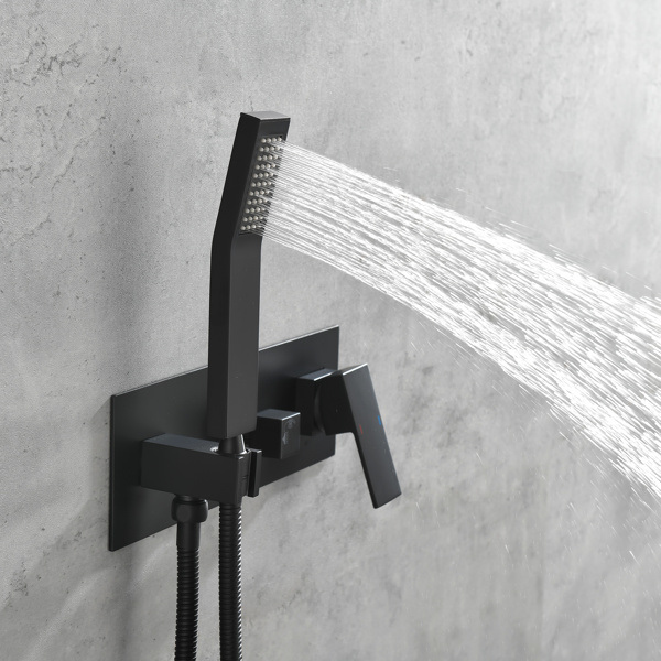 dropship Brass Matte Black Shower Faucet Set Shower System 10 Inch Rainfall Shower Head with Handheld Sprayer Bathroom Luxury Rain Mixer Combo