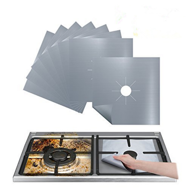 dropship 4pcs Stove Burner Covers; Universal Gas Stove Protectors; Double Thickness Reusable Non-Stick Fast Clean Liners For Kitchen Cooking