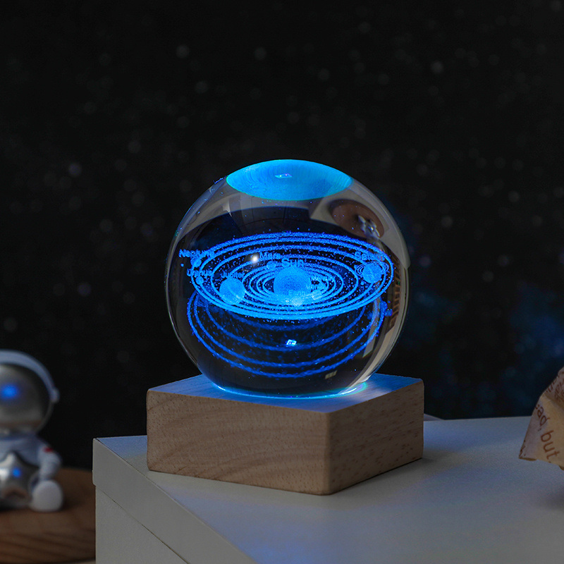 dropship Cosmos Series Crystal Ball Night Lights; Milky Way; Moon; Desktop Bedroom Small Ornaments; Creative Valentine's Day Gifts Birthday Gifts