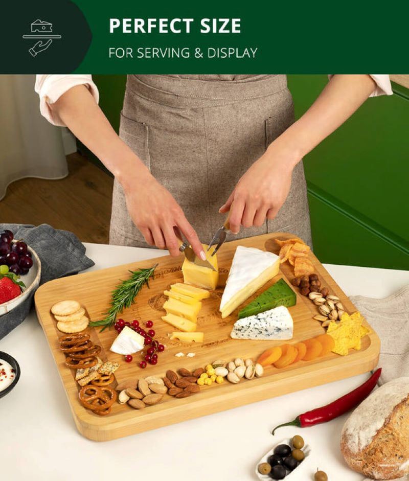 dropship Kitchen Natural Bamboo Cutting Board Bamboo Cheese Board Set