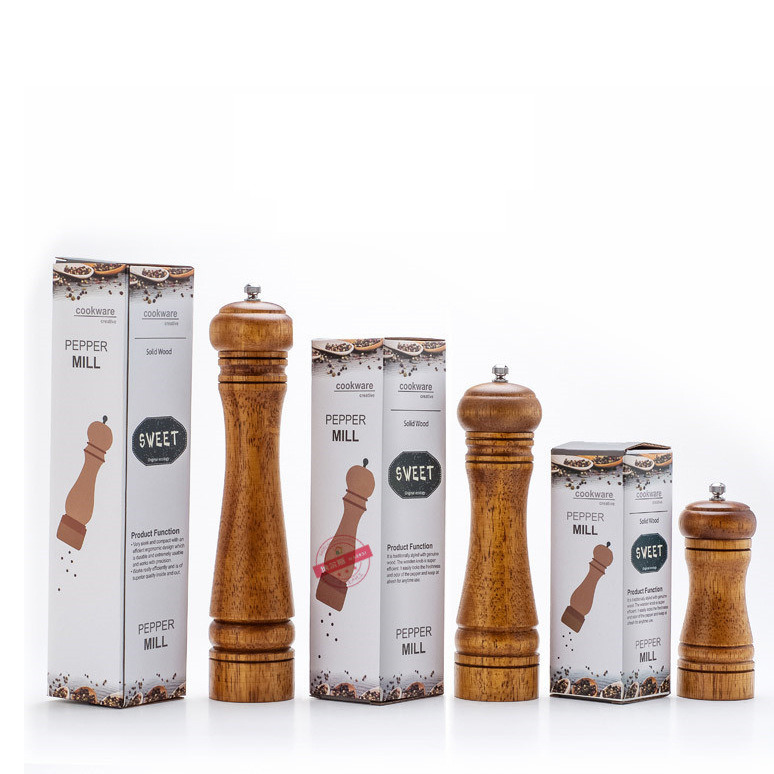 dropship Wooden Grinder Pepper Mill Manual Pepper Ceramic Core Pepper Sea Salt Seasoning Bottle Base Set Kitchen Tools