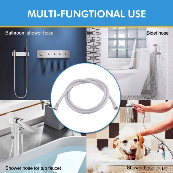 dropship PVC Shower Hose 71 Inches Extra Long Smooth Handheld Shower Hose Flexible Anti-Kink Handheld Shower Head Hose with brass spin inner core White